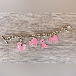 Breast Cancer Awareness Survivor Charm Bracelet – Pink Ribbon Jewelry